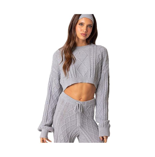 EDIKTED Kasey Cable Stitch Crop Sweater Product Image