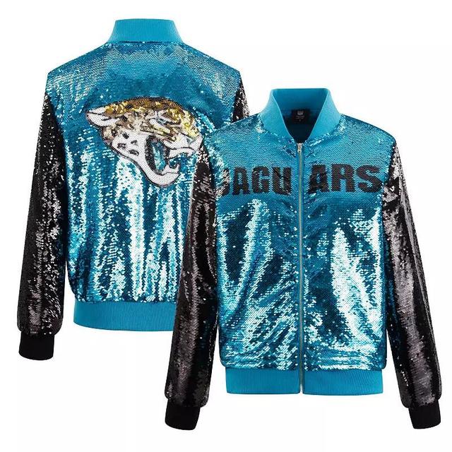 Womens Cuce Teal/Black Jacksonville Jaguars Two-Tone Team Colored Full-Zip Sequin Jacket Product Image