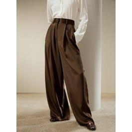 High-Waisted Wide Leg Dense Silk Pants Product Image