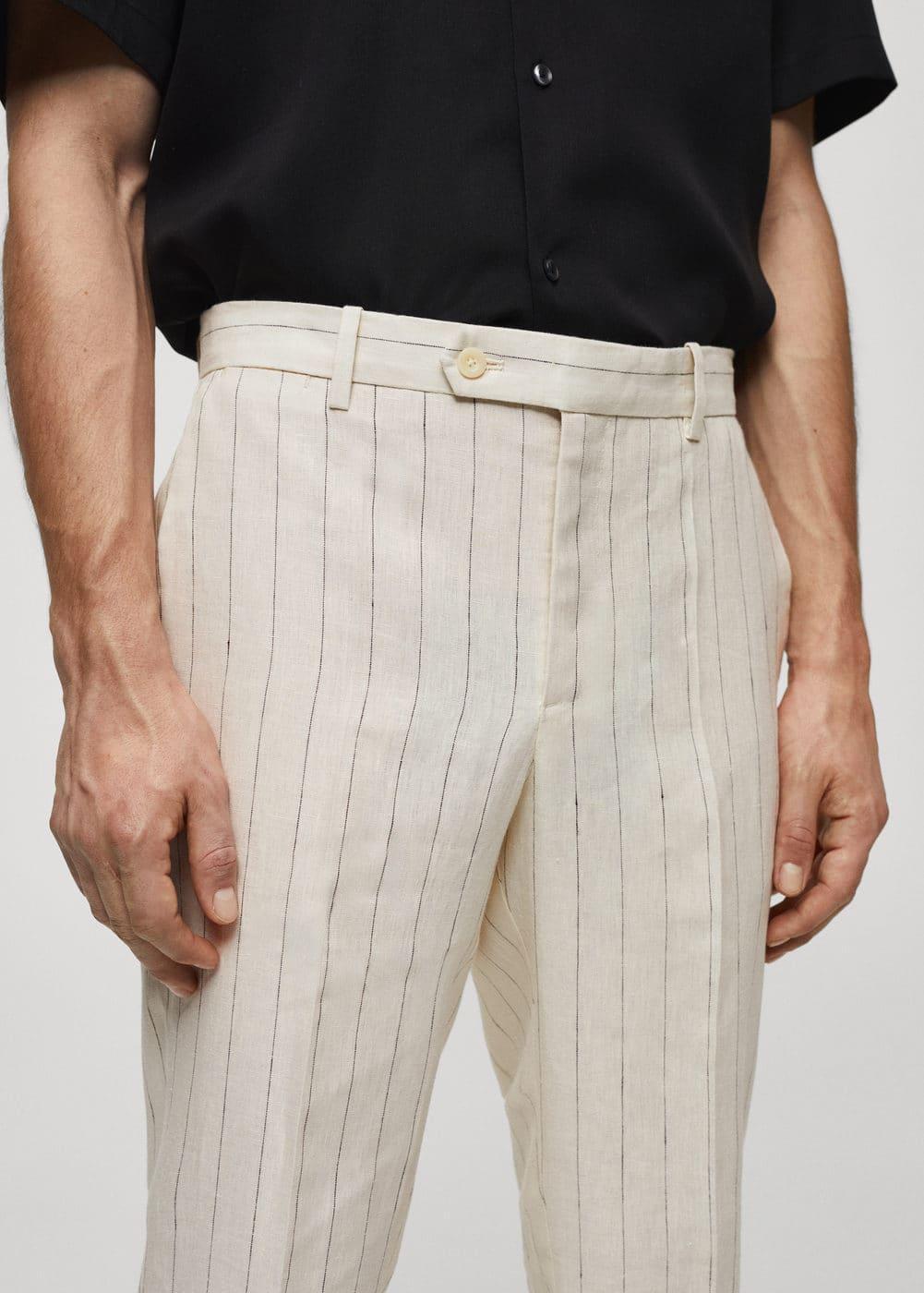 MANGO MAN - Slim fit pinstriped trousers off whiteMen Product Image