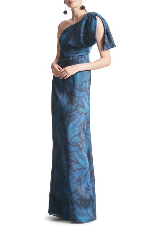 Sachin & Babi Chelsea Floral Print One-Shoulder Georgette Gown Product Image