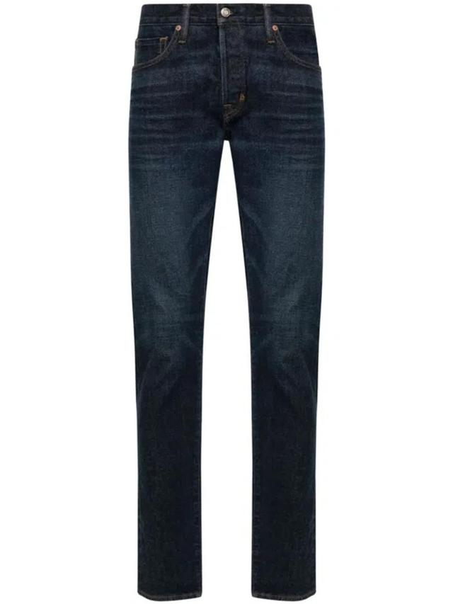 Slim-cut Washed Jeans In Hb795 Dark Indigo Product Image