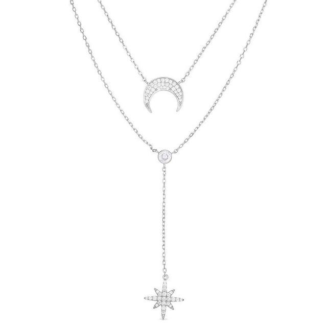 Sunkissed Sterling Cubic Zirconia Double Layered Celestial Necklace, Womens Gold Tone Product Image