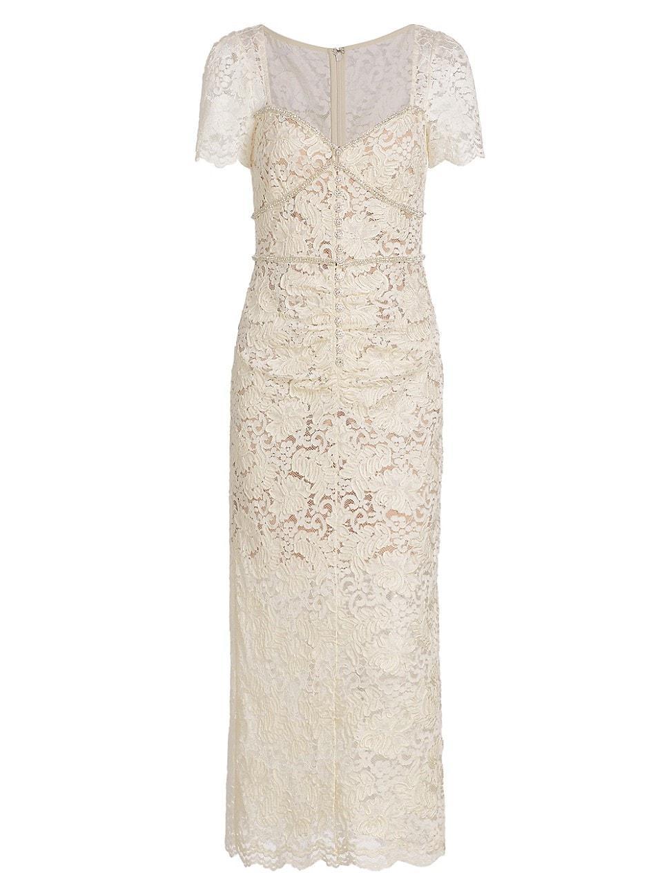 Womens Corded Lace & Diamante Midi-Dress Product Image