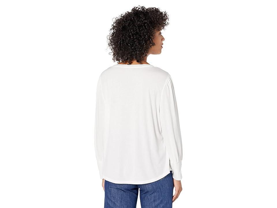 Vince Camuto Long Sleeve V-Neck Modal Rib Knit Top (New Ivory) Women's Clothing Product Image