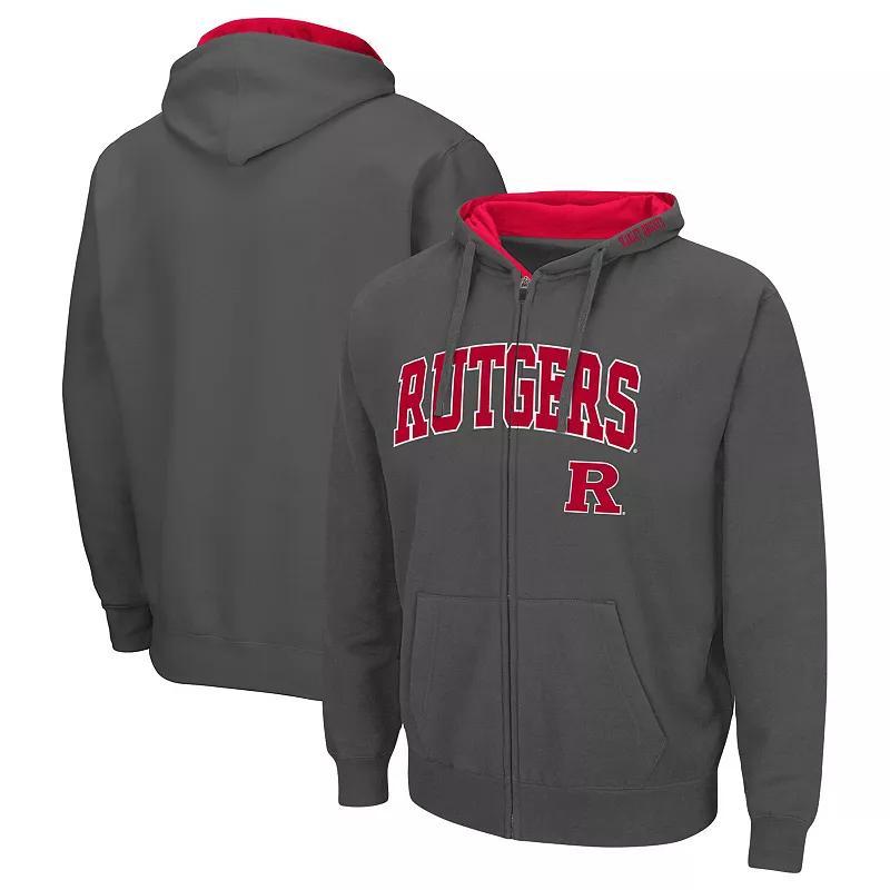 Mens Colosseum  Heather Gray Rutgers Scarlet Knights Arch & Logo 3.0 Full-Zip Hoodie Product Image