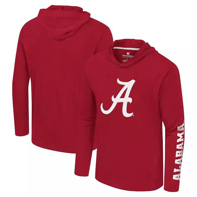 Mens Colosseum Crimson Alabama Crimson Tide Logo Lockup Active Blend Long Sleeve T-Shirt Hoodie Product Image