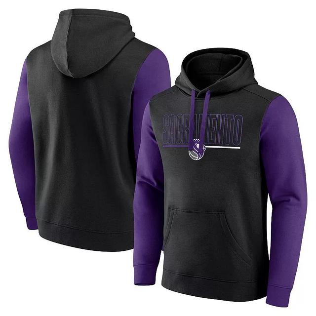 Mens Black Sacramento Kings Outline Colorblock Pullover Hoodie Product Image