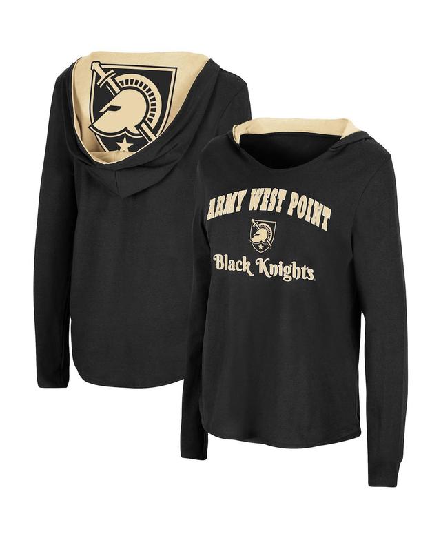 Womens Colosseum Black Army Black Knights Catalina Hoodie Long Sleeve T-Shirt Product Image