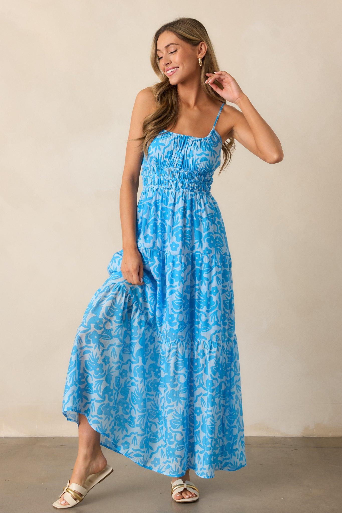 MINKPINK Enza Blue Floral Maxi Dress Product Image