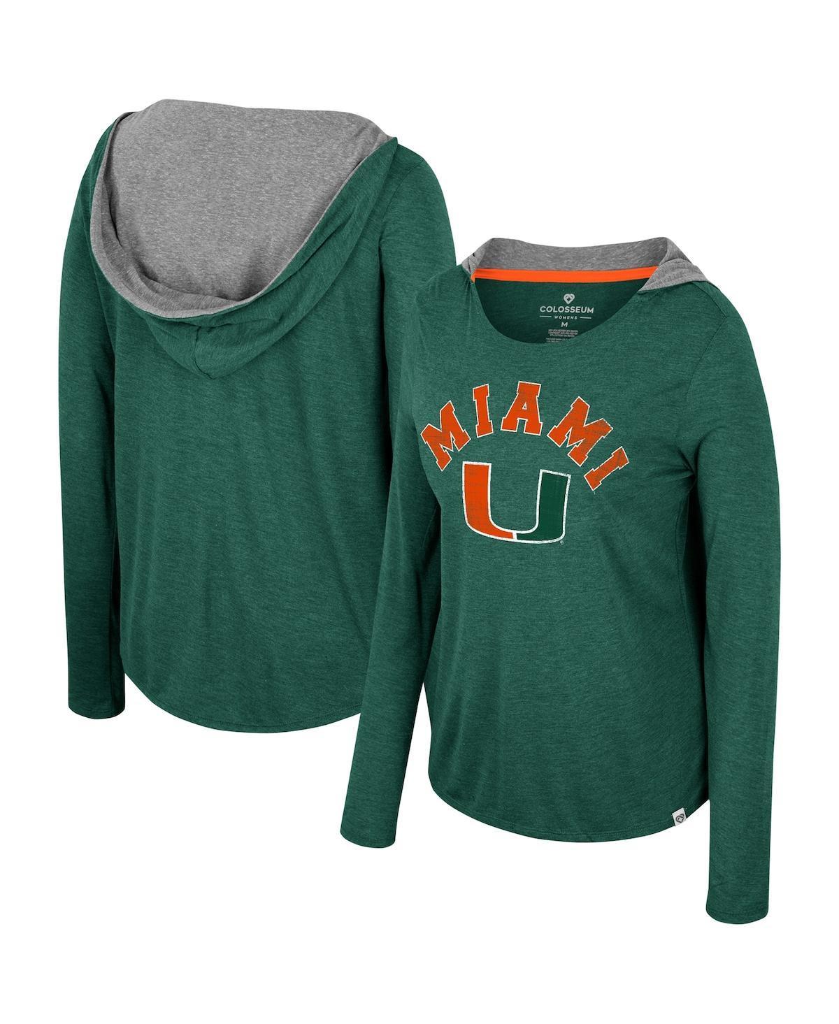 Womens Colosseum Green Miami Hurricanes Distressed Heather Long Sleeve Hoodie T-shirt Product Image