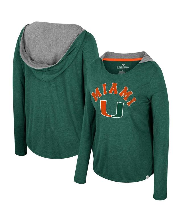 Womens Colosseum Green Miami Hurricanes Distressed Heather Long Sleeve Hoodie T-shirt Product Image