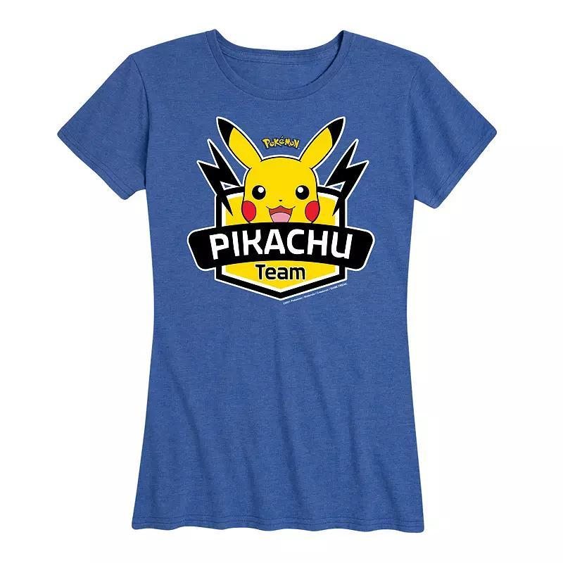 Plus Pokemon Team Pikachu Graphic Tee, Womens Grey Royal Blue Product Image