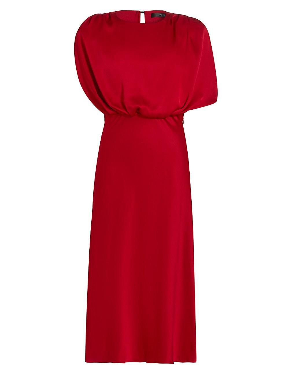 Womens Flora Satin Blouson Midi-Dress Product Image