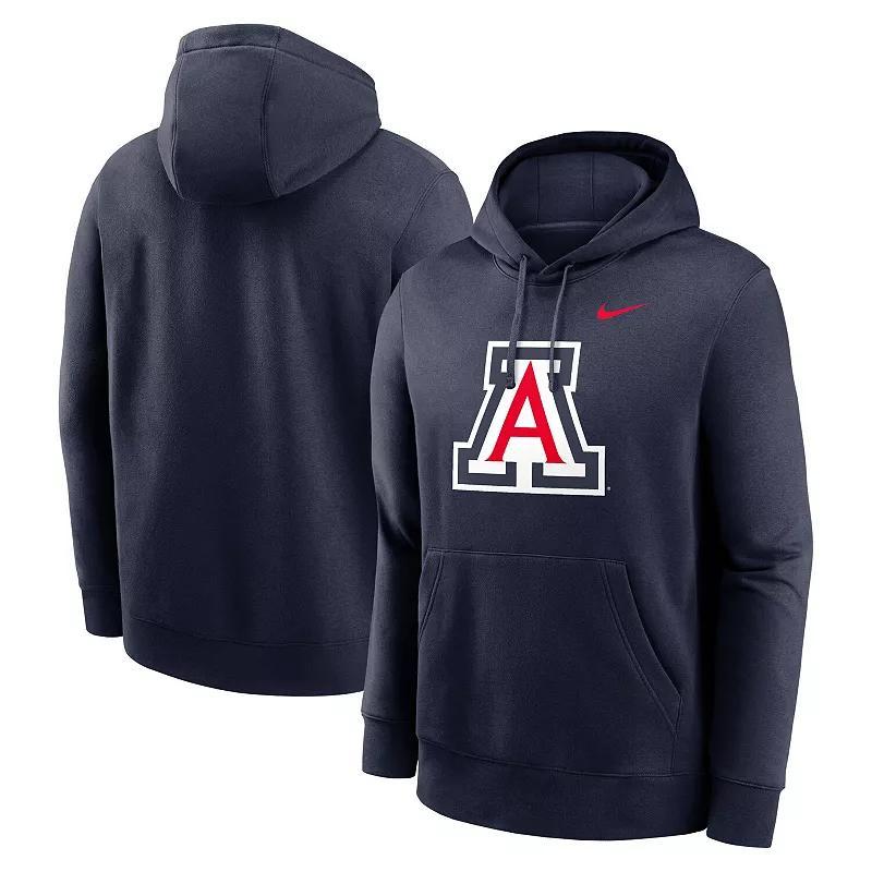 Mens Nike Arizona Wildcats Primetime Evergreen Club Fleece Pullover Hoodie Blue Product Image