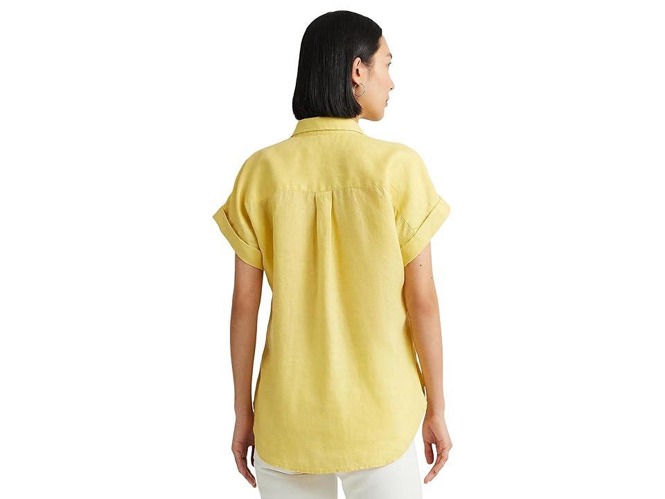 Lauren Ralph Lauren Petite Linen Short-Sleeve Shirt (Primrose ) Women's Clothing Product Image