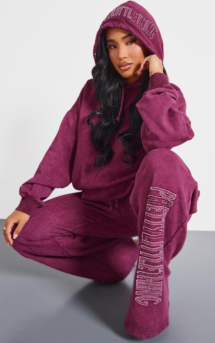 PRETTYLITTLETHING Shape Burgundy Sweatpants Product Image