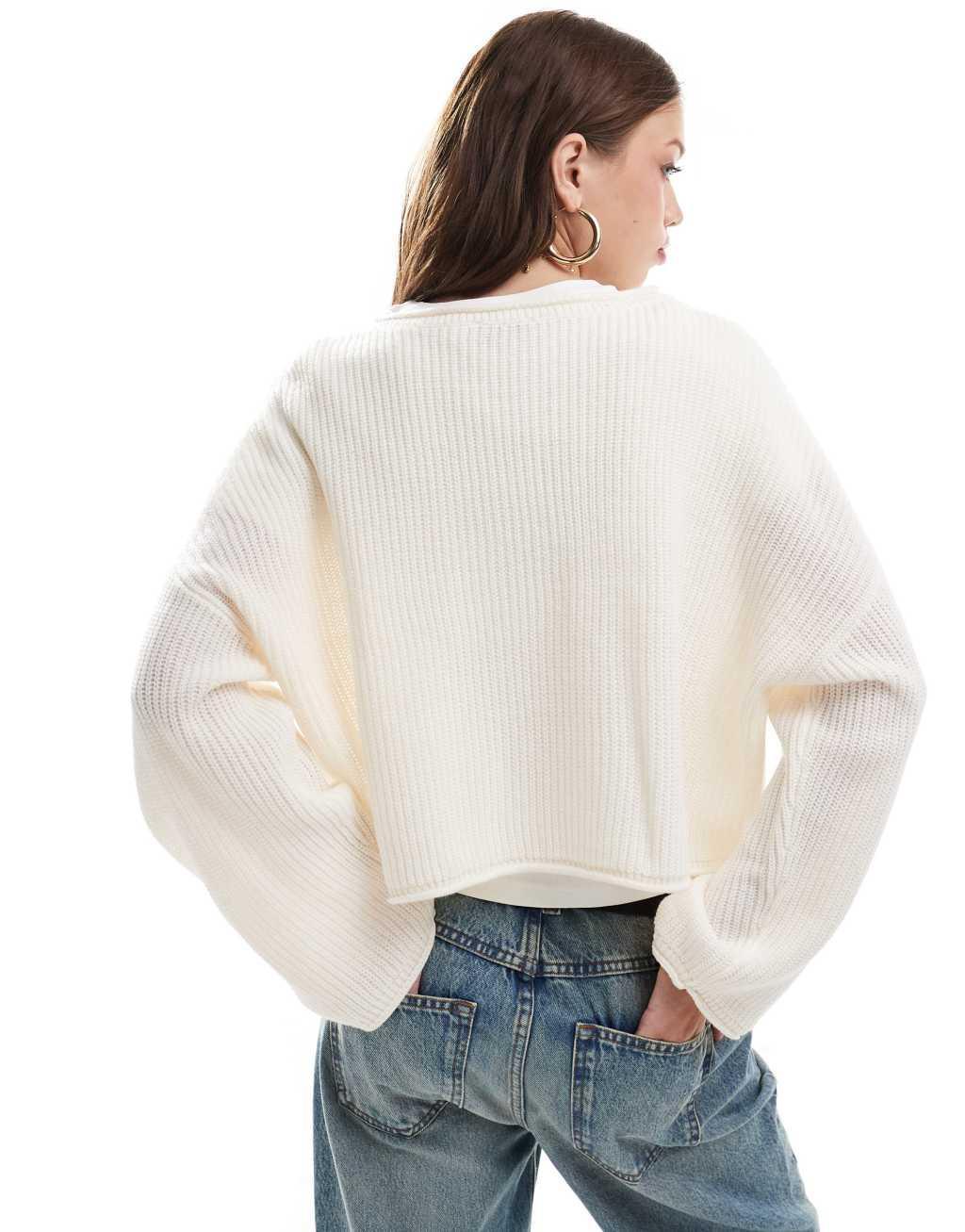 Miss Selfridge slouchy sweater in cream Product Image