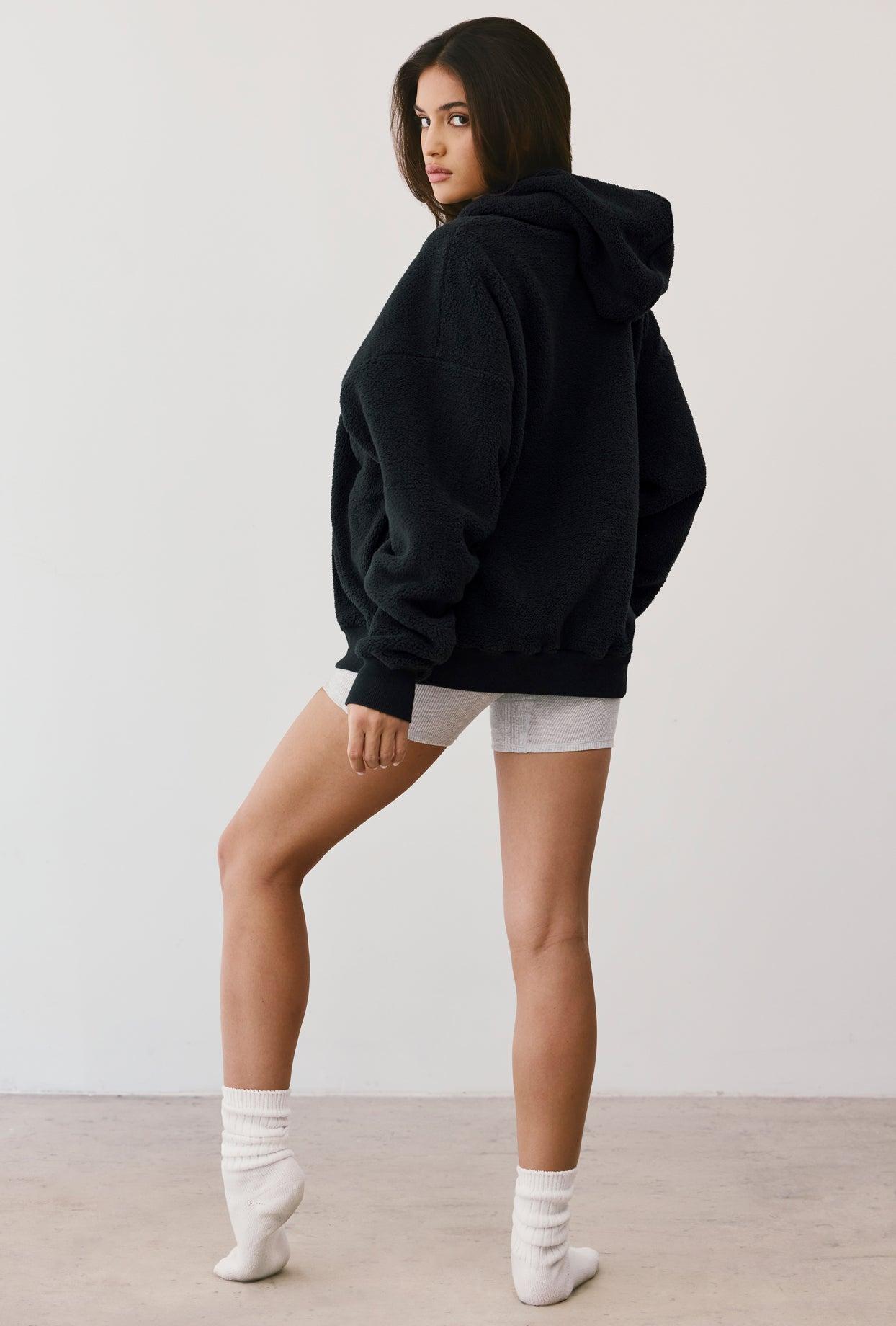 Oversized Fleece Hooded Sweatshirt in Onyx Product Image