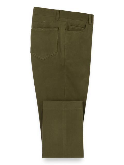 Cotton Stretch Twill Five Pocket Pants - Dark Olive Product Image