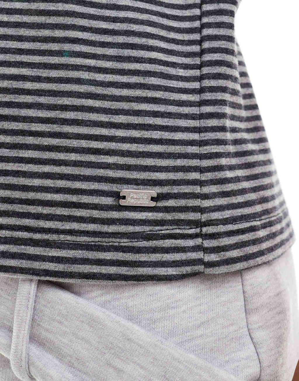 Pull&Bear striped boxy t-shirt in gray Product Image