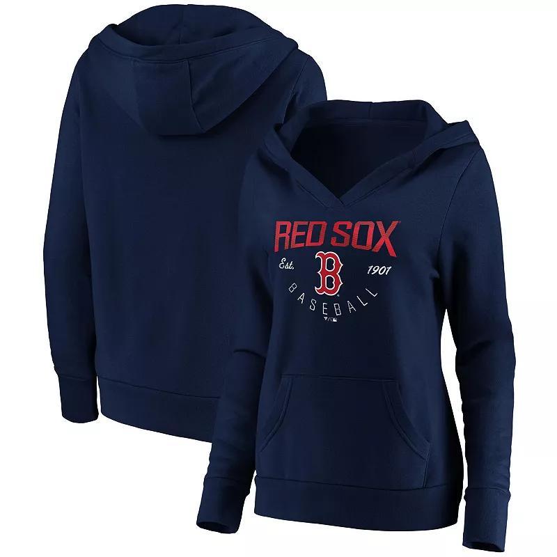 Womens Fanatics Branded Boston Red Sox Core Live For It V-Neck Pullover Hoodie Blue Product Image