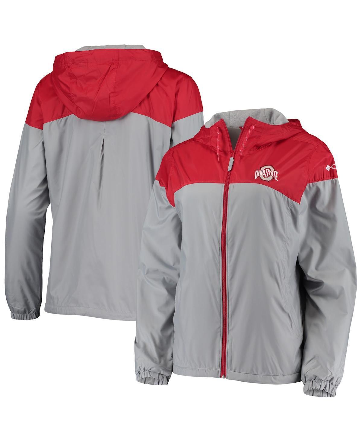 Womens Columbia Scarlet/Gray Ohio State Buckeyes Flash Forward Lined Full-Zip Windbreaker Hoodie Jacket Product Image