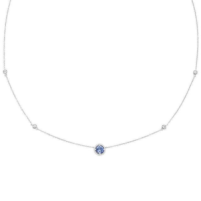 Boston Bay Diamonds Sterling Silver Genuine Tanzanite & Lab-Grown White Sapphire Necklace, Womens Purple Product Image