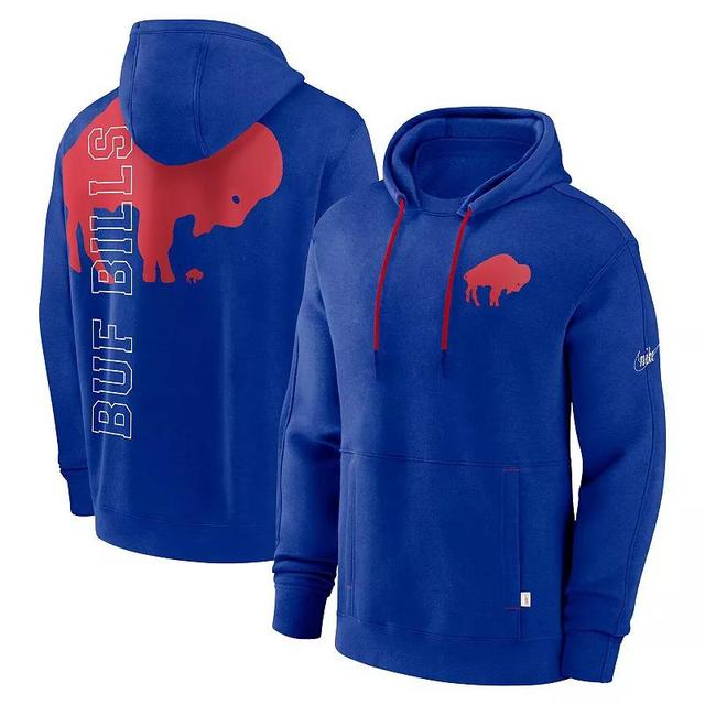 Mens Nike Royal Buffalo Bills Throwback Layered Logo Statement Pullover Hoodie Product Image