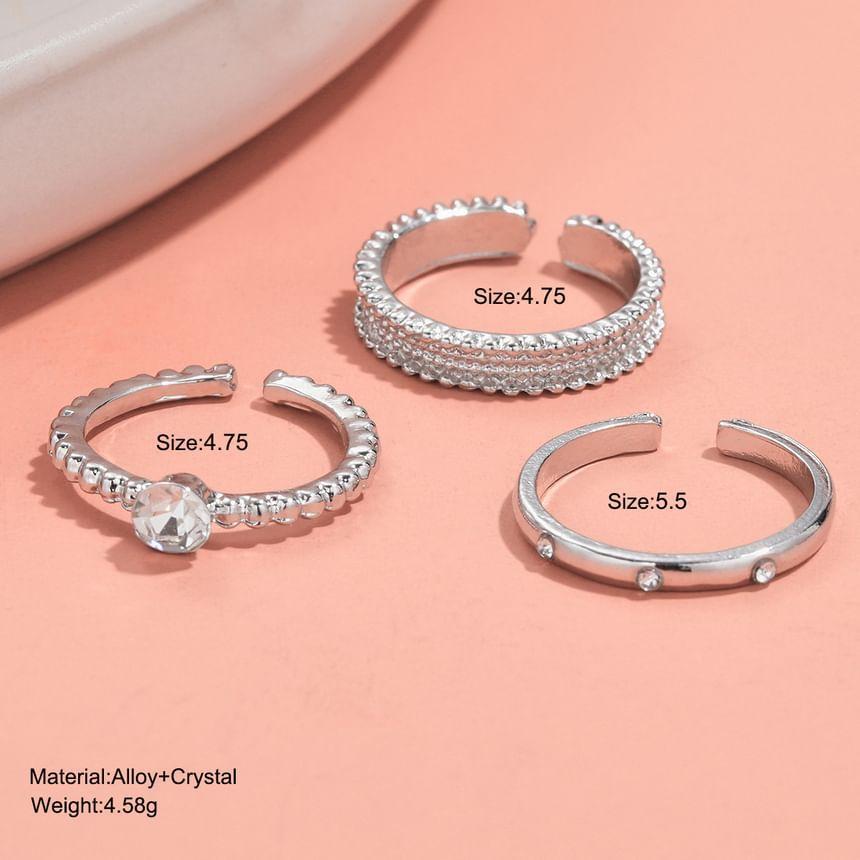 Set of 3: Rhinestone / Alloy Open Ring (Various Designs) Product Image