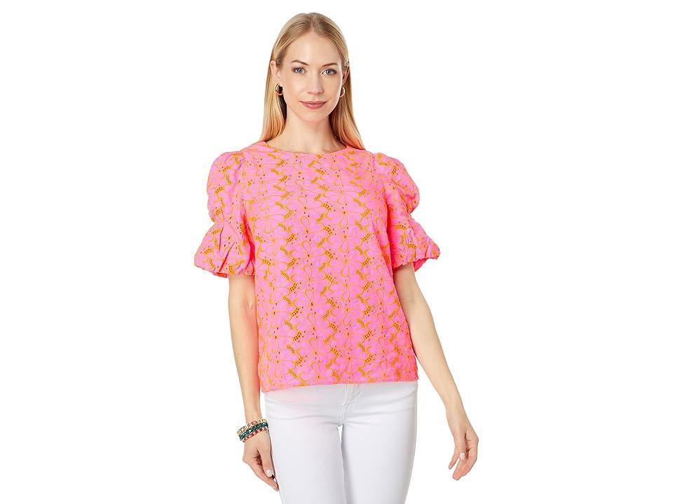 Lilly Pulitzer Lailah Top Isle Psychedelic Swirl Eyelet) Women's Clothing Product Image