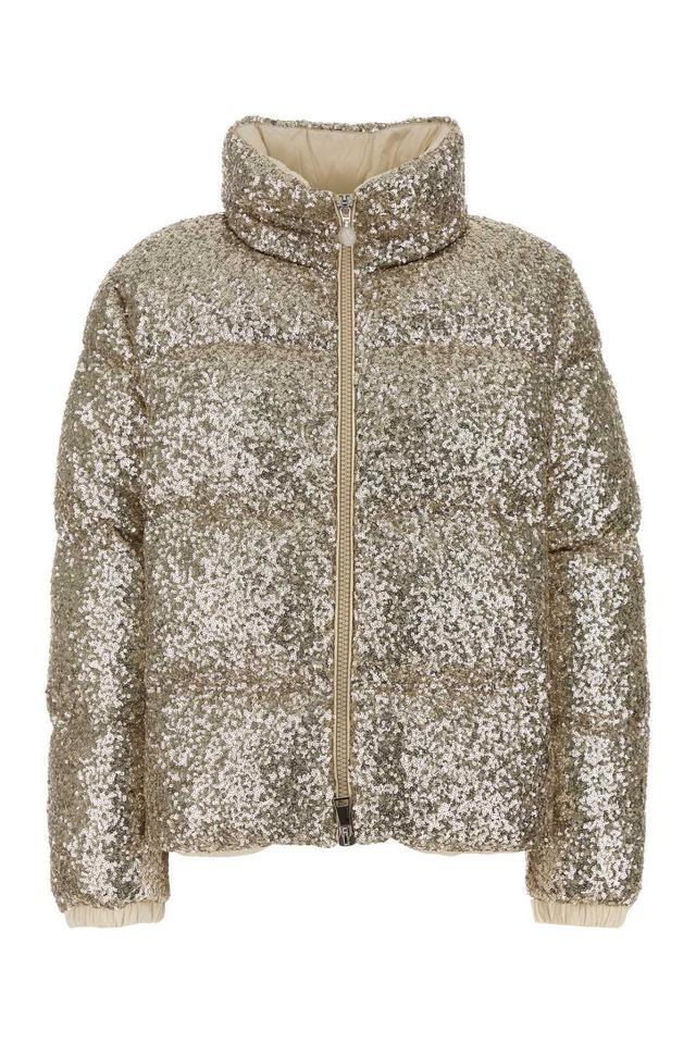 MONCLER Anternes Sparkling Sequined Puffer Jacket In Beige Product Image