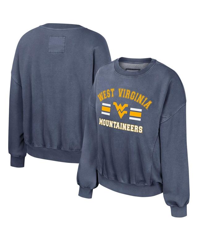 Womens Colosseum Navy West Virginia Mountaineers Audrey Washed Pullover Sweatshirt Product Image