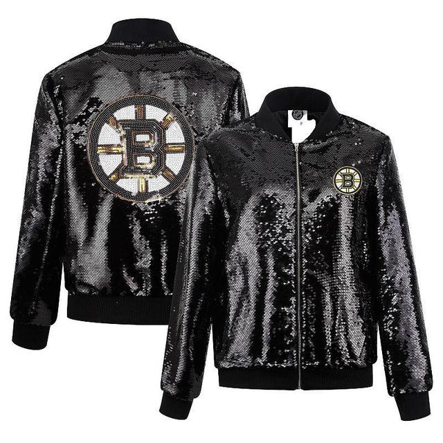 Womens Cuce Boston Bruins Sequin Full-Zip Jacket Product Image