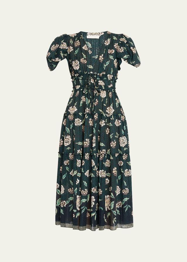 Womens Eloisa Floral Peaseant Midi-Dress Product Image