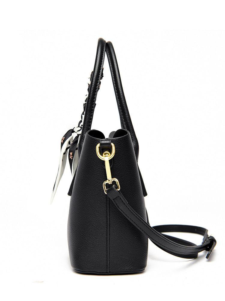 Genuine Leather Top Handle Bucket Bag Product Image