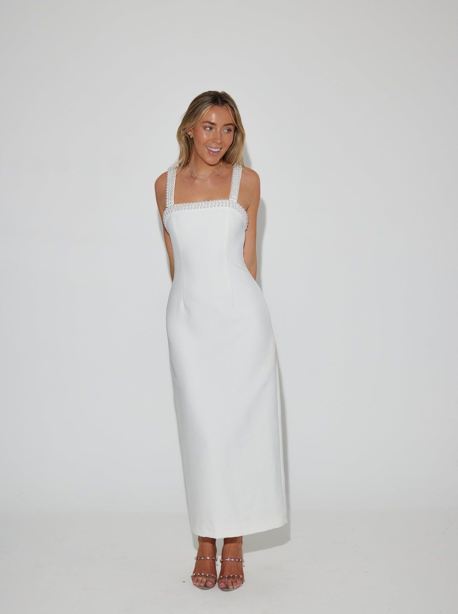 The Ultimate Muse Pearl Trim Midi Dress Product Image