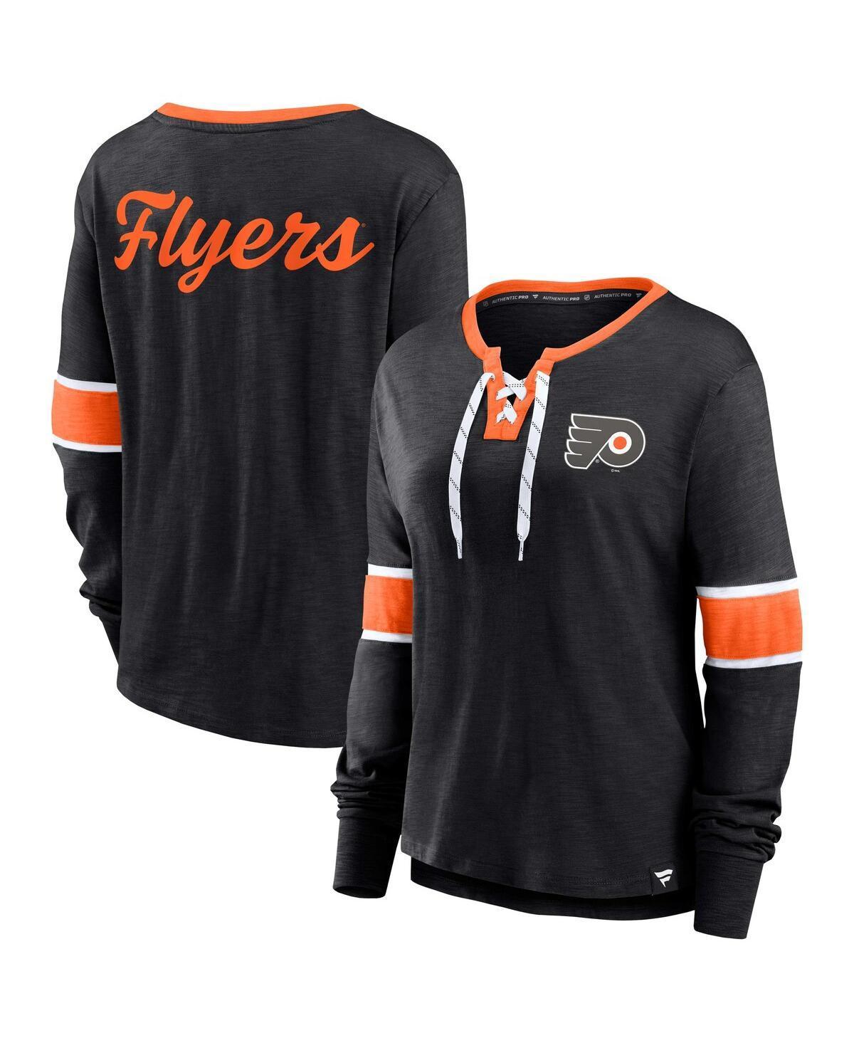 Womens Fanatics Black Philadelphia Flyers Effervescent Exclusive Lace-Up Long Sleeve T-shirt product image