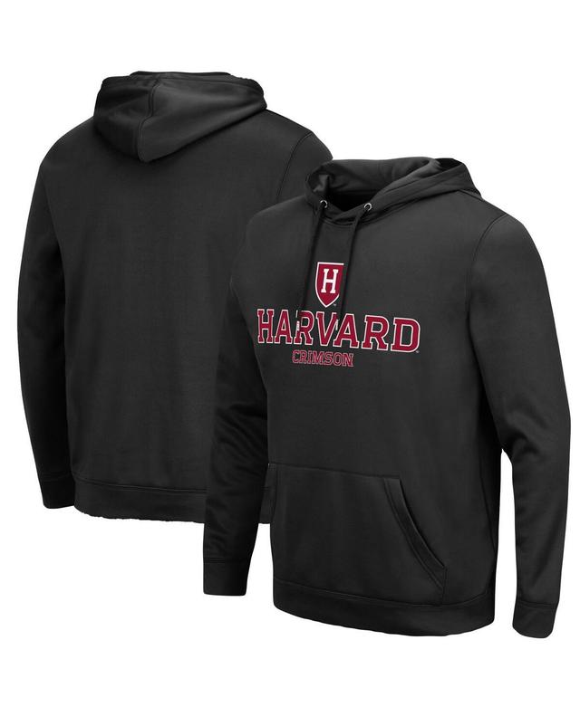 Mens Colosseum Black Harvard Crimson Lantern Pullover Hoodie Product Image