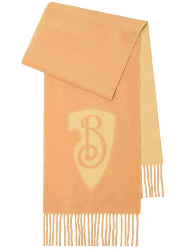 BURBERRY B Shield Fringed Scarf In Petal Product Image