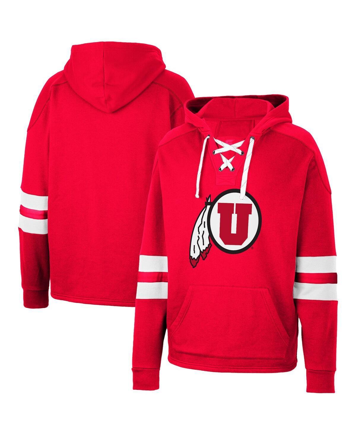 Mens Colosseum Red Utah Utes Lace-Up 4.0 Pullover Hoodie Product Image