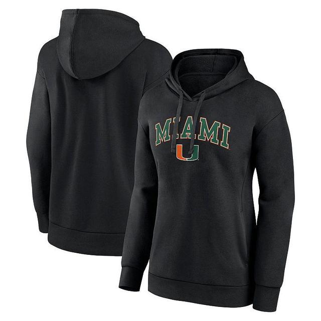 Womens Fanatics Branded Black Miami Hurricanes Evergreen Campus Pullover Hoodie Product Image