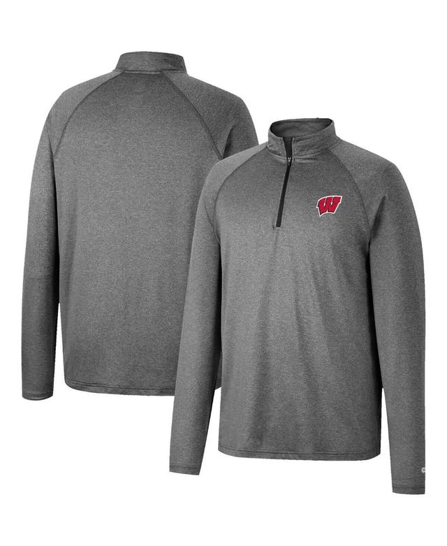 Mens Colosseum Heathered Gray Wisconsin Badgers Earth First Raglan Quarter-Zip Windshirt Product Image