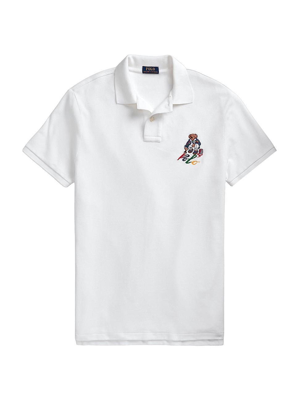 Polo Ralph Lauren Classic Fit Polo Bear Mesh Polo Shirt Paint Bear) Men's Clothing Product Image