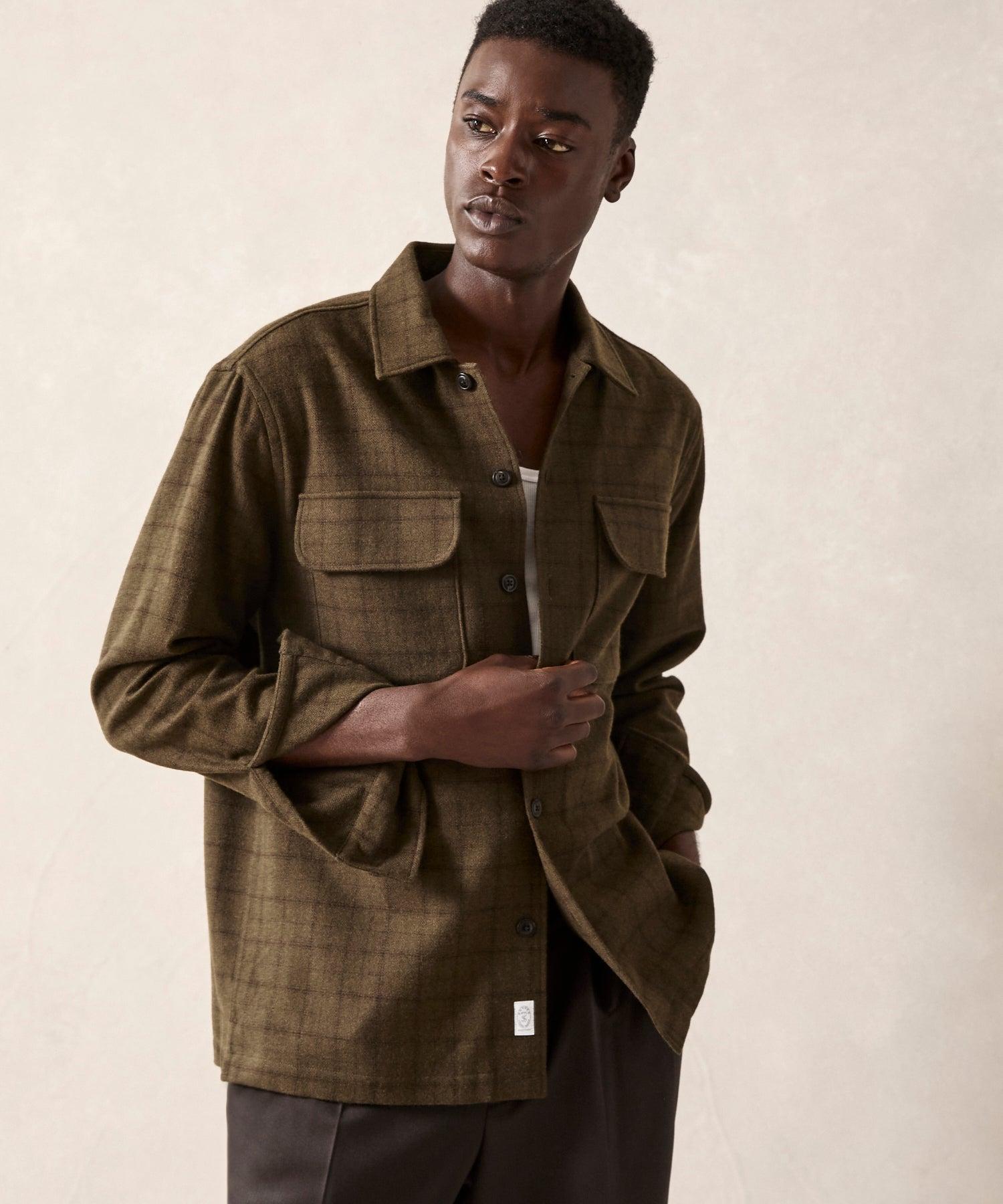 Italian Wool Field Overshirt in Olive Plaid Product Image