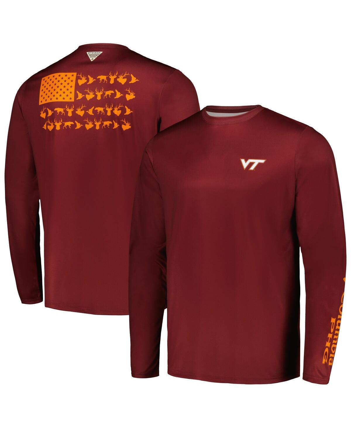 Mens Columbia Maroon Virginia Tech Hokies Terminal Shot Omni-Shade Long Sleeve T-Shirt Product Image