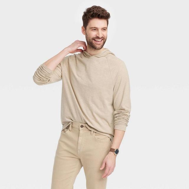 Mens Raglan Sleeve Crewneck Pullover Sweatshirt - Goodfellow & Co Light Beige XXL Product Image