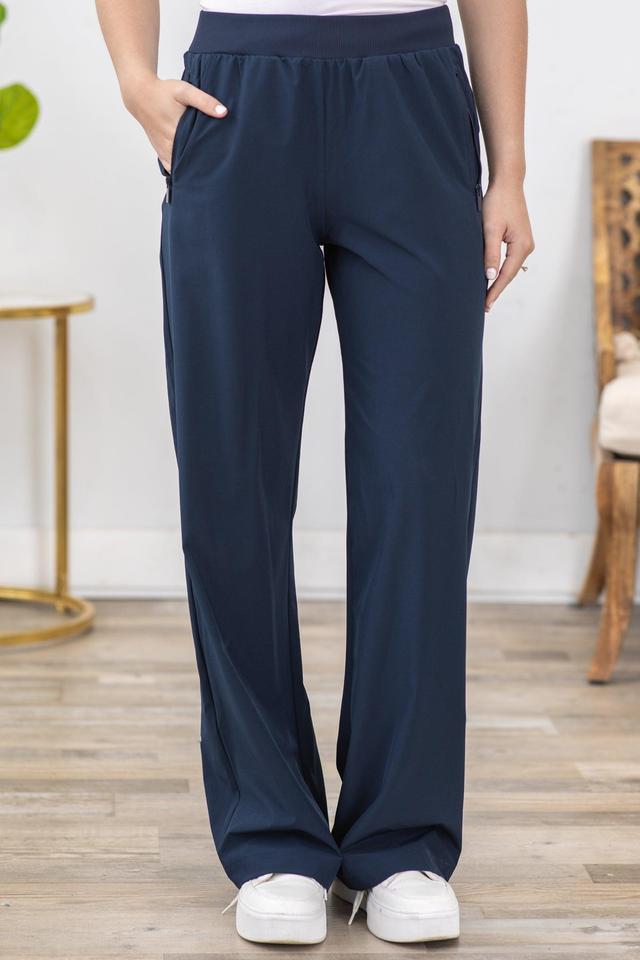 Navy Woven Straight Leg Lounge Pants Product Image