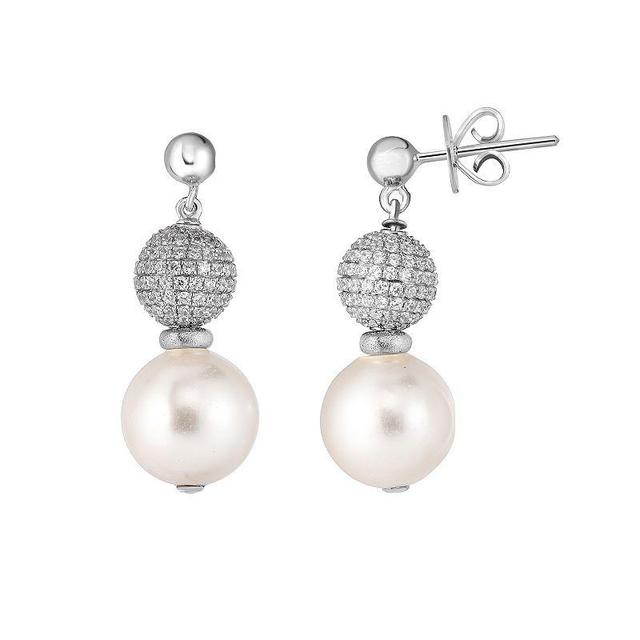 Sterling Silver Mother-of-Pearl & Cubic Zirconia Earrings, Womens Product Image