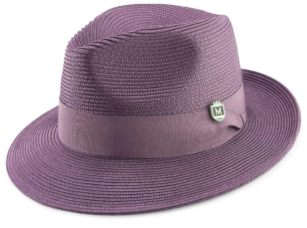 Purple Braided Wide Brim Pinch Fedora Matching Grosgrain Ribbon Product Image